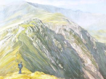 Snowdon mountainscape with walker ‘Craig yr Ysfa’ by 
																	Aled Prichard-Jones
