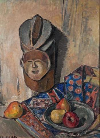 Nature morte au masque Punu by 
																	Edvin Ollers