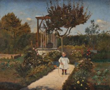 Jeune enfant au cerceau by 
																			Gustave Neymark
