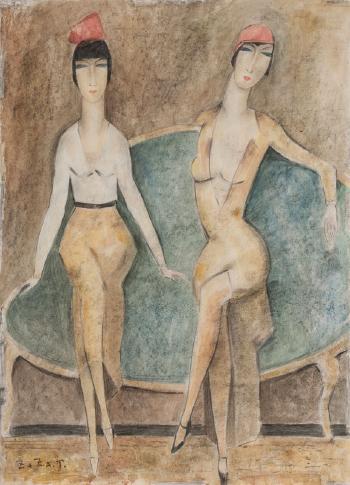 Ladies on a Sofa by 
																	Zaza Tuschmalischwili