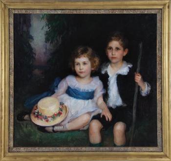 Portrait of Young Siblings by 
																	Lydia Field Emmet