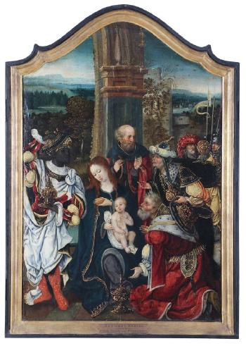 Adoration of the Holy Family by 
																			 Antwerp Mannerist School