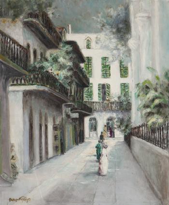 New Orleans street scene with figures by 
																			George Orry-Kelly