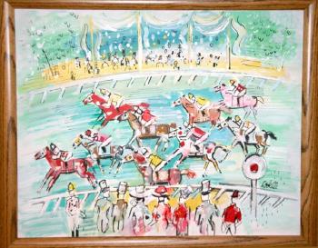 Around the pass - horse race scene by 
																			Charles Cobelle