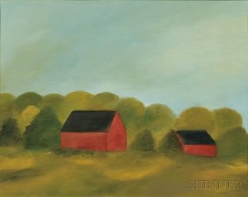 Red Barns by 
																	Maureen Gallace