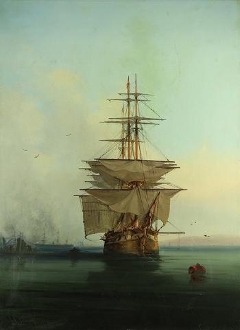 Ship in the Bay Harbor by 
																			Gideon Jacques Denny