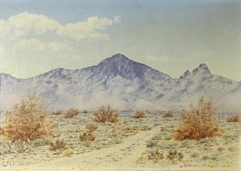Purple mountain desert vista by 
																			Lewis Woods Teel