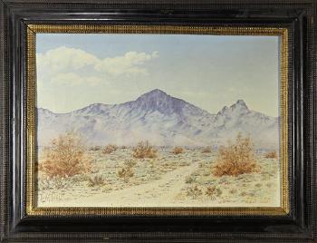 Purple mountain desert vista by 
																			Lewis Woods Teel