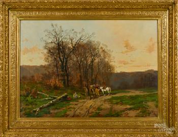 Landscape with Figures on a Country Road by 
																	Fernand Labruyere