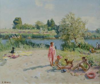 Les enfants au bord du lac by 
																	Anatoli Jejer