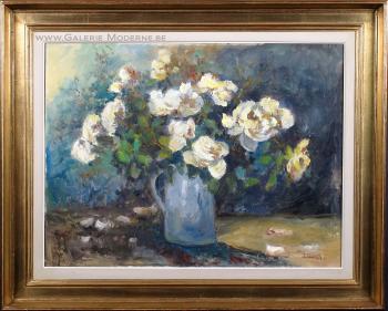 Roses blanches by 
																	Firmin Verhevick