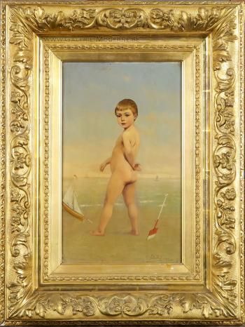 Enfant jouant sur la Plage by 
																	Charles Joseph van Landuyt