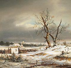 Quiet winter day at Gentofte village by 
																	Frederik Michael Ernst Fabritius de Tengnagel