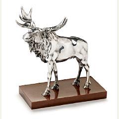 Impressive Russian Fabergé figure formed as an elk with a large antler, on a red porphyry base by 
																			Julius Rappoport