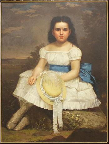 Girl Seated with a Blue Sash and Hat by 
																	John Hagny