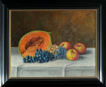 Früchtestillleben mit Trauben und Melone by 
																	Pal Javor