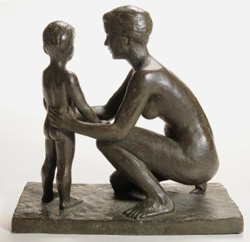 Kneeling Nude with Child by 
																			Arne Durban