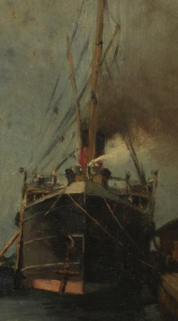 Anchored Steamer by 
																			Edmond Dyonnet