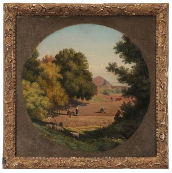 Pastoral Landscapes: Figure Sowing; Figures Working the Fields by 
																			Alexandre Desgoffe