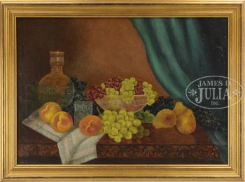 Still life of peaches, grapes and pears by 
																	Ida J Olney