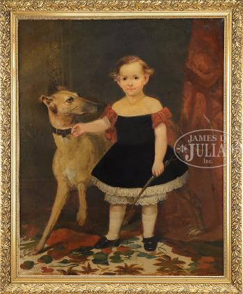 Boy in Black Dress with Greyhound Dog by 
																	James Cafferty
