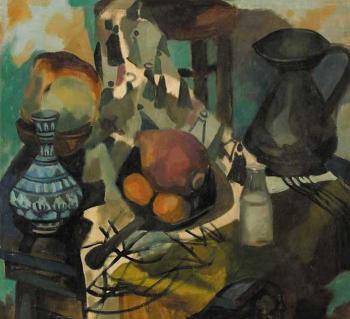 Still life with turnip, skillet and Moorish vase by 
																	Alice Hanratty