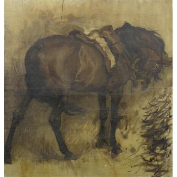 Sketch of field-Marshall Robertshorse Saracen by 
																	Charles Wellington Furse
