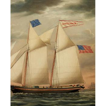 The schooner Race Rock outward bound by 
																			James Gardner Babbidge