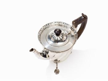 Sterling Silver Teapot with Wooden Elements by 
																			 Wakely & Wheeler