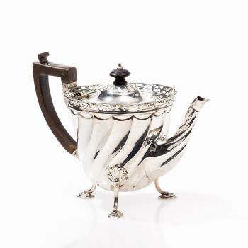 Sterling Silver Teapot with Wooden Elements by 
																			 Wakely & Wheeler