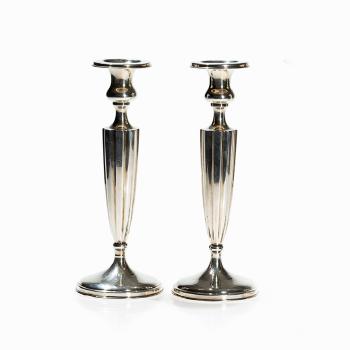 Pair of Silver Candlesticks by 
																			 P H Locklin & Sons