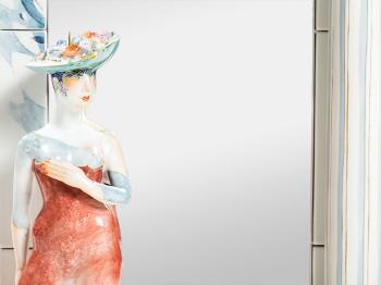 Porcelain Wall Mirror With Candlestick Figure by 
																			Sabine Wachs
