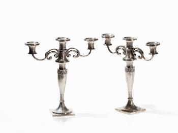 Pair of Silver Candlesticks by 
																			Johann Heinrich Lorenz Kleucker