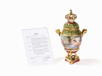 Magnificent Potpurri Crown Vase by 
																			 Saxon Porcelain Factory of Potschappel
