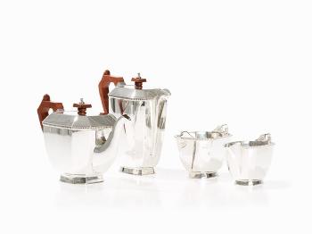 4 Piece Art Deco Silver Tea and Coffee Service by 
																			 Stower & Wragg Ltd