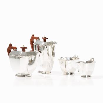 4 Piece Art Deco Silver Tea and Coffee Service by 
																			 Stower & Wragg Ltd