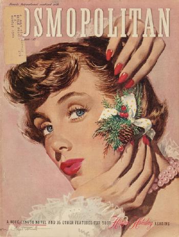 Dressing her Holiday Hair, Cosmopolitan magazine cover, December 1948 by 
																			Jon Whitcomb