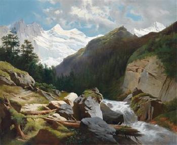 Large Mountain Landscape by 
																	Leopold Heinrich Voscher