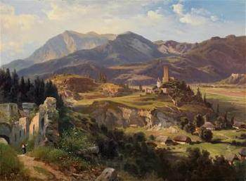 View of Geiersberg near Friesach in Carinthia by 
																			Carl Haunold