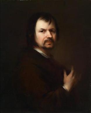 Portrait of a man (based on Johann Kupezky’s Self-Portrait as a Pilgrim in the National Gallery in Prague) by 
																	Maximilian Joseph Hannl