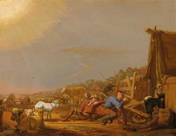 The Annunciation to the Shepherds by 
																	Jan van Ossenbeeck