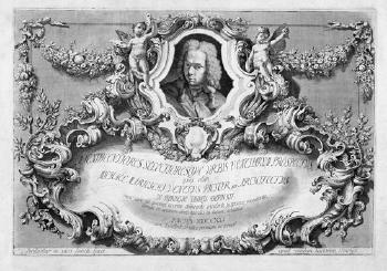 Rocaillekartusche mit dem Bildnis Michele Marieschis by 
																	Carlo Orsolini