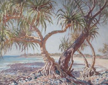 Pandanus palms by 
																			John Thomas Rowell