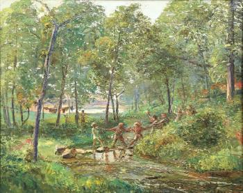 Crossing the brook by 
																			Francis Vandeveer Kughler