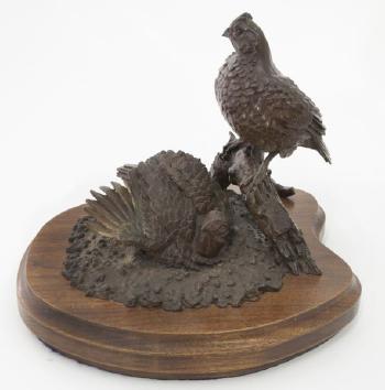A pair of Quail, the Hen on her nest by 
																			Jon Ruehle