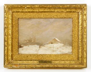 Winter scene with boat by 
																			William Formby Halsall