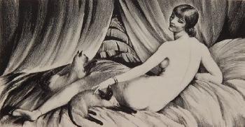 Nude with cats by 
																			Agnes Gabrielle McNulty Tait