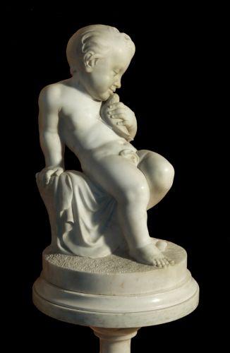 Putti holding a dove by 
																			Petro Vandevelde