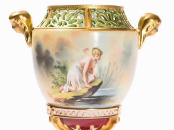 Magnificent Potpourri Crown Vase by 
																			 Saxon Porcelain Factory of Potschappel