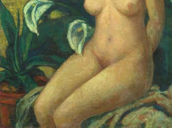 Female Nude with Calla by 
																			Carl Max Rebel